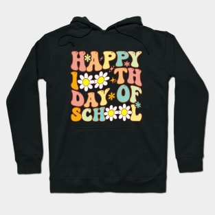 Teacher Kids Retro Groovy 100 Days Happy 100th Day Of School Hoodie